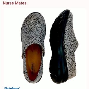Nurse mates gray mosaic Libby slip on clogs.